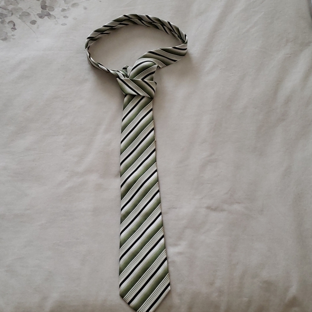 Alfani green, grey, white, black striped tie